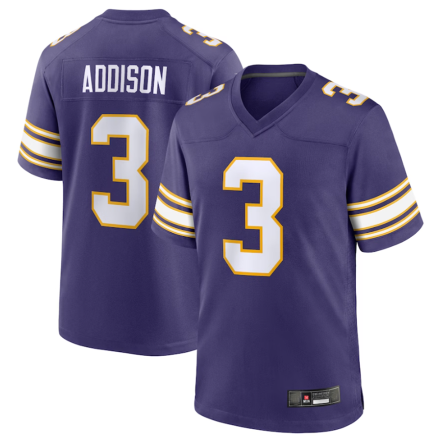 Jamed MN.Vikings #3 Jordan Addison Purple Classic Player Game American Stitched Jerseys
