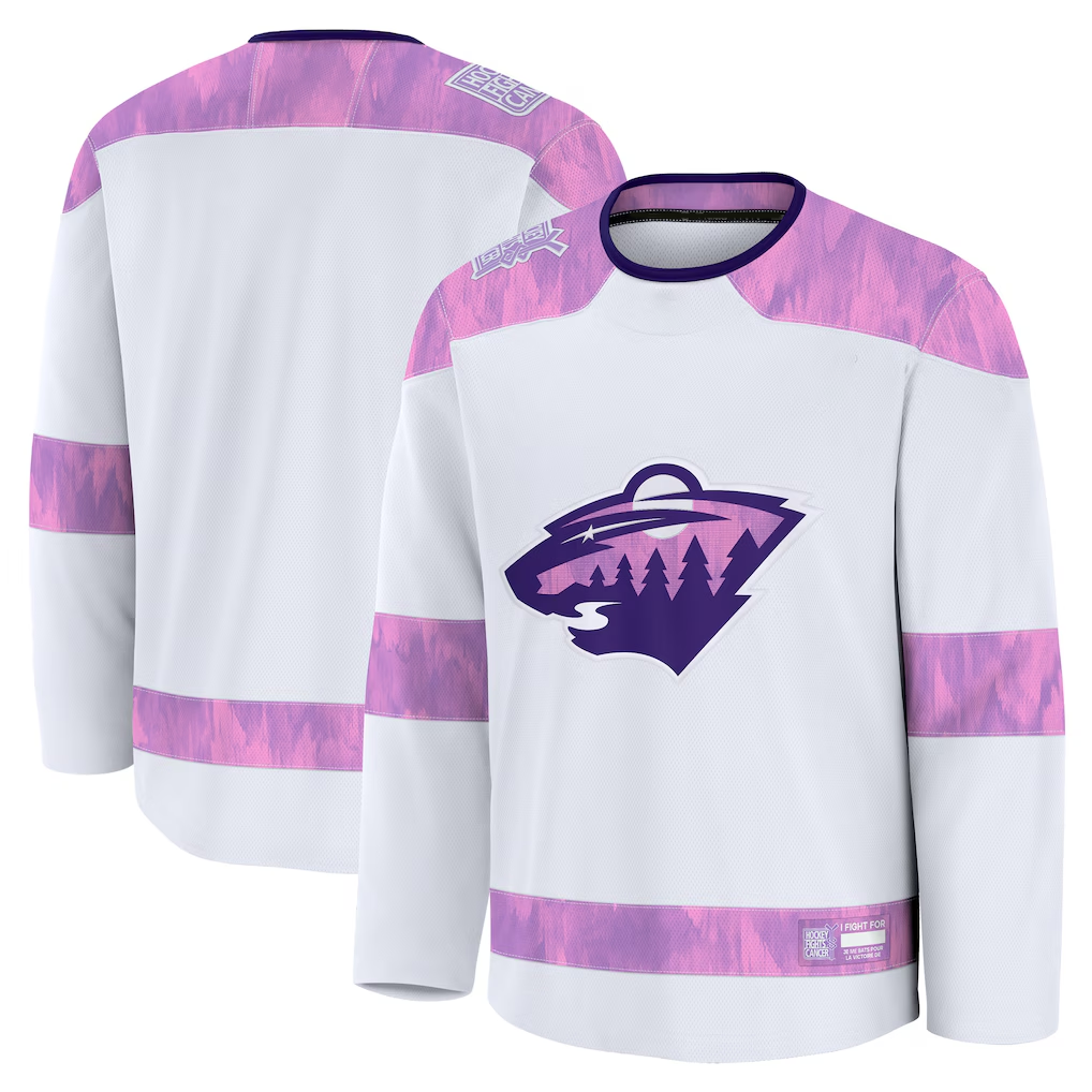 Jamed M.Wild White 2024 Hockey Fights Cancer Practice Jerseys