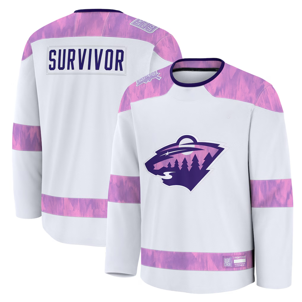 Jamed M.Wild White Hockey Fights Cancer Survivor Practice Jerseys