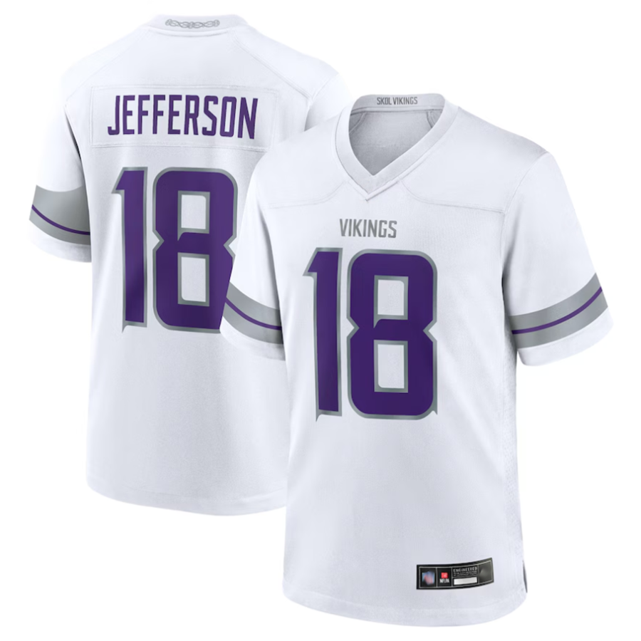 Jamed MN.Vikings #18 Justin Jefferson Player White Replica Game Stitched Jerseys