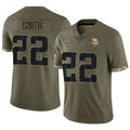 Jamed MN.Vikings #22 Harrison Smith Player Salute To Service Limited Olive Stitched Jerseys