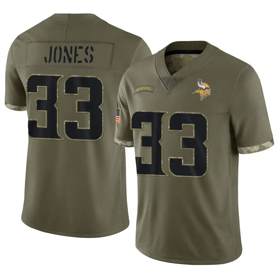 Jamed MN.Vikings #33 Aaron Jones Player Salute To Service Limited Olive Stitched Jerseys