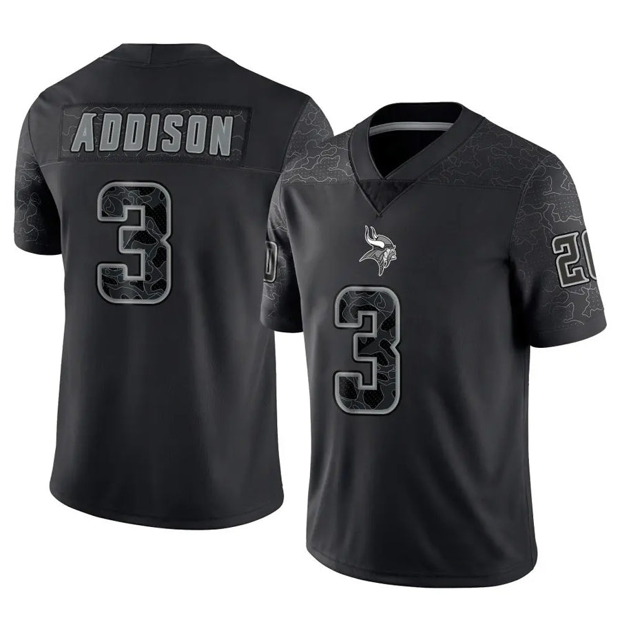 Jamed MN.Vikings #3 Jordan Addison Player Black REFLECTIVE Limited Stitched Jerseys