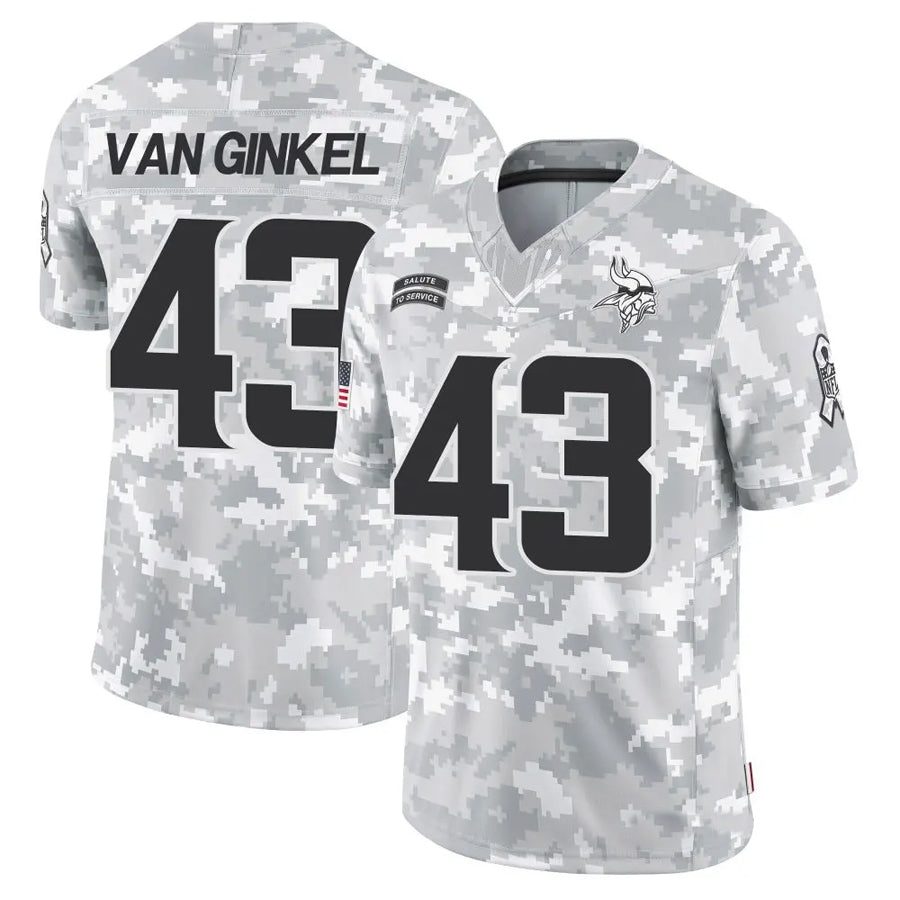 JamedMN.Vikings #43 Andrew Van Ginkel Player Arctic Camo Salute to Service Limited Stitched Jerseys