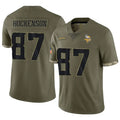 Jamed MN.Vikings #87 T.J. Hockenson Player Salute To Service Limited Olive Stitched Jerseys