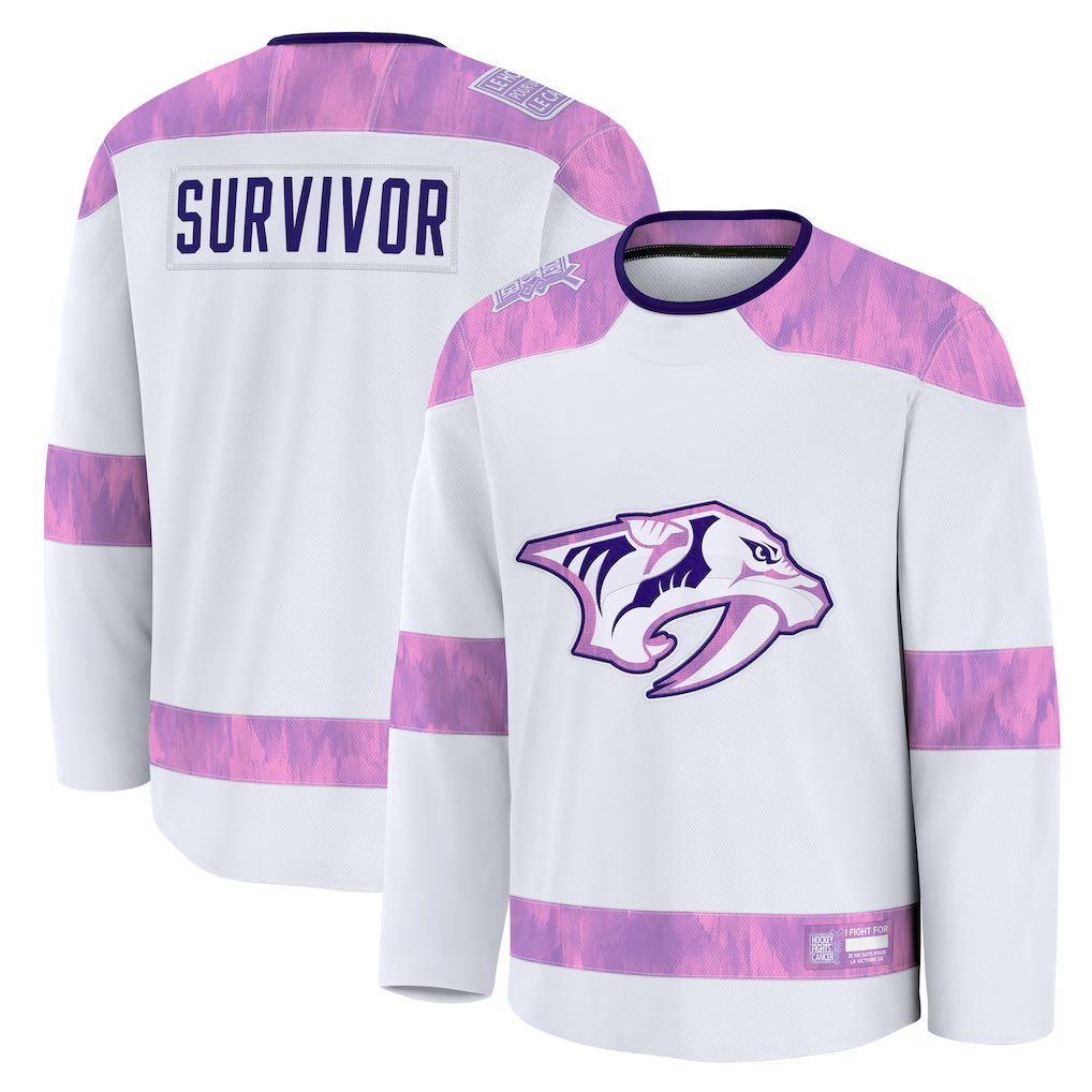 Jamed N.Predators White Hockey Fights Cancer Survivor Practice Jerseys