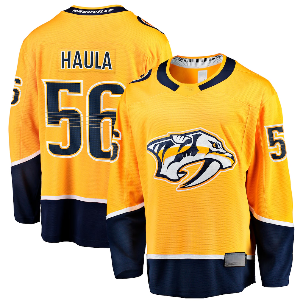 Jamed N.Predators #56 Erik Haula Gold Home Breakaway Jerseys