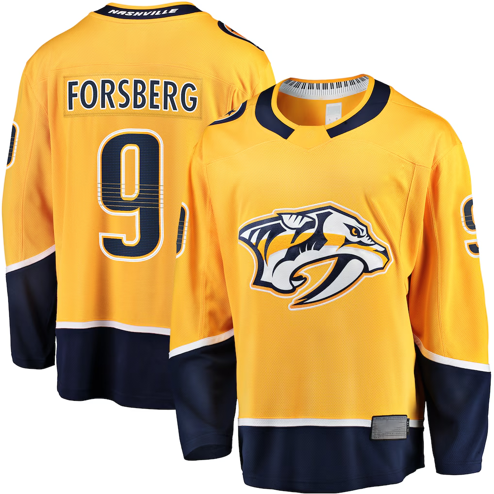 Jamed N.Predators #9 Filip Forsberg Gold Home Breakaway Jerseys