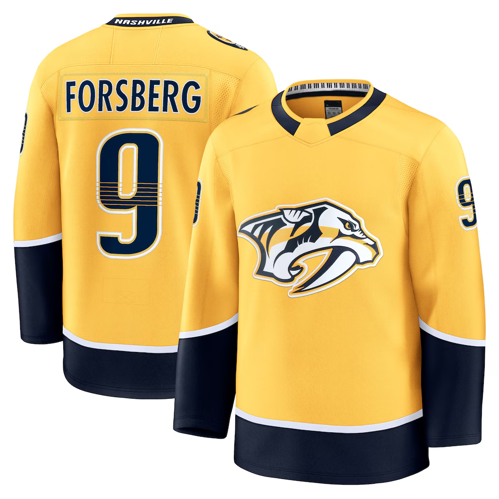 Jamed N.Predators #9 Filip Forsberg Gold Home Premium Jerseys