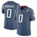 Jamed NE.Patriots #0 Christian Gonzalez Player Storm Blue Rivalries Collection Limited Stitched Jerseys
