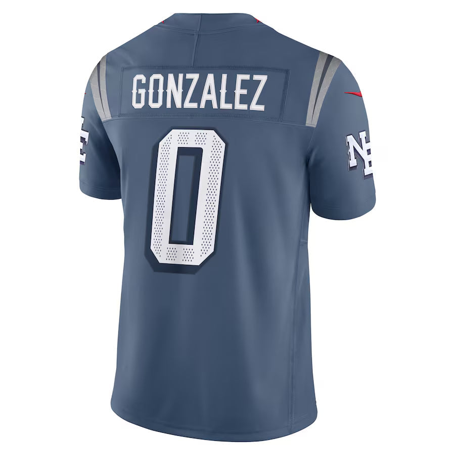 Jamed NE.Patriots #0 Christian Gonzalez Player Storm Blue Rivalries Collection Limited Stitched Jersey