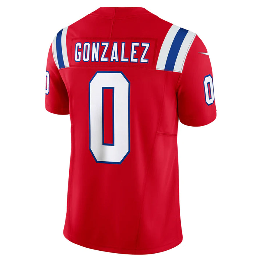 Jamed NE.Patriots #0 Christian Gonzalez Player Red Vapor F.U.S.E. Limited Stitched Jerseys