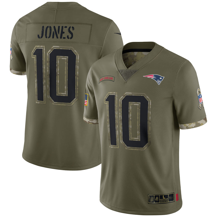 Jamed NE.Patriots #10 Drake Maye Player Olive Salute To Service Stitched Jerseys