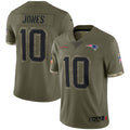 Jamed NE.Patriots #10 Drake Maye Player Olive Salute To Service Stitched Jerseys