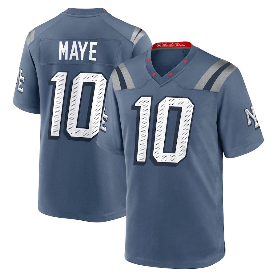 Jamed NE.Patriots #10 Drake Maye Player Storm Blue Rivalries Collection Game Stitched Jerseys