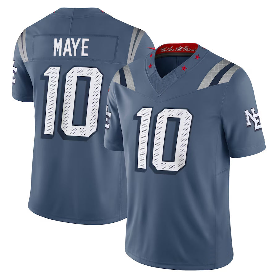 Jamed NE.Patriots #10 Drake Maye Player Storm Blue Rivalries Collection Limited Stitched Jerseys