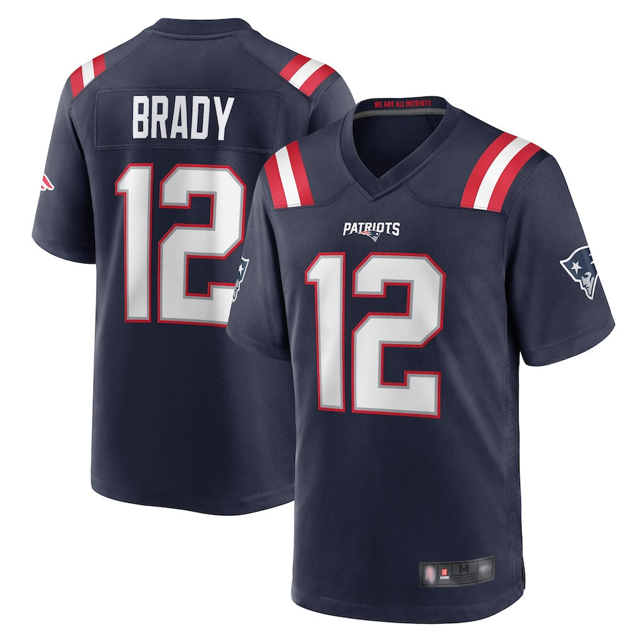 Jamed NE.Patriots #12 Tom Brady Player Navy Game Replica Stitched Jerseys