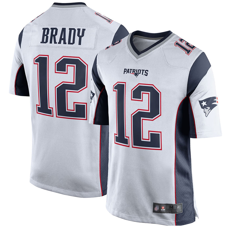 Jamed NE.Patriots #12 Tom Brady Player White Home Game Stitched Jerseys