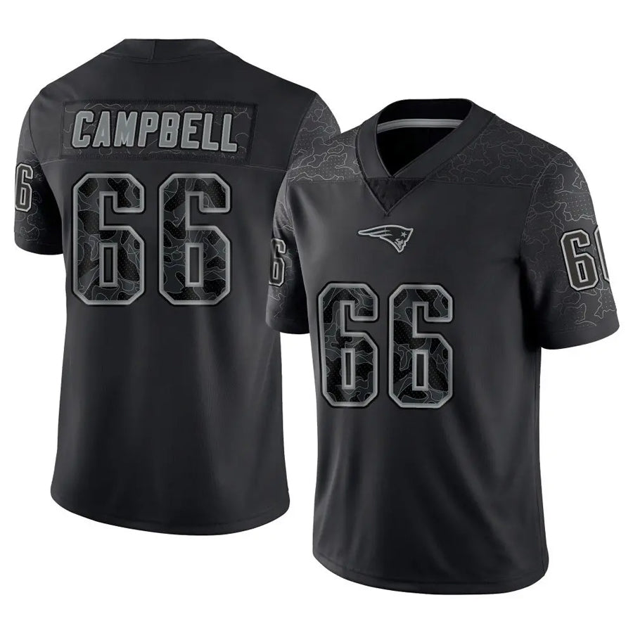 Jamed NE.Patriots #66 Will Campbell Player Black Reflective Limited Stitched Jerseys