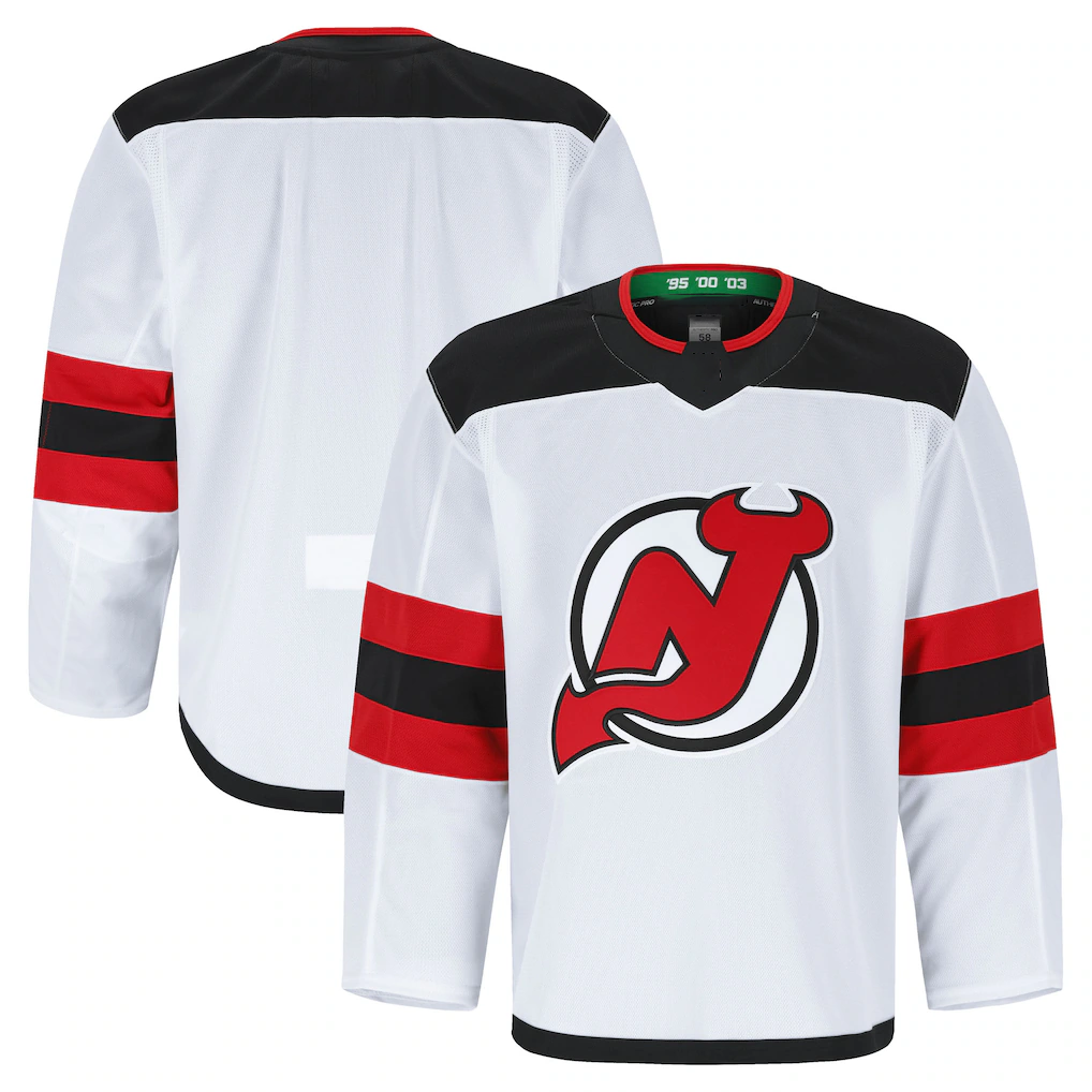 Jamed N.Jersey Devils White Away Authentic Pro Jerseys