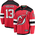 Jamed N.Jersey Devils #13 Nico Hischier Red Captain Patch Home Breakaway Jerseys