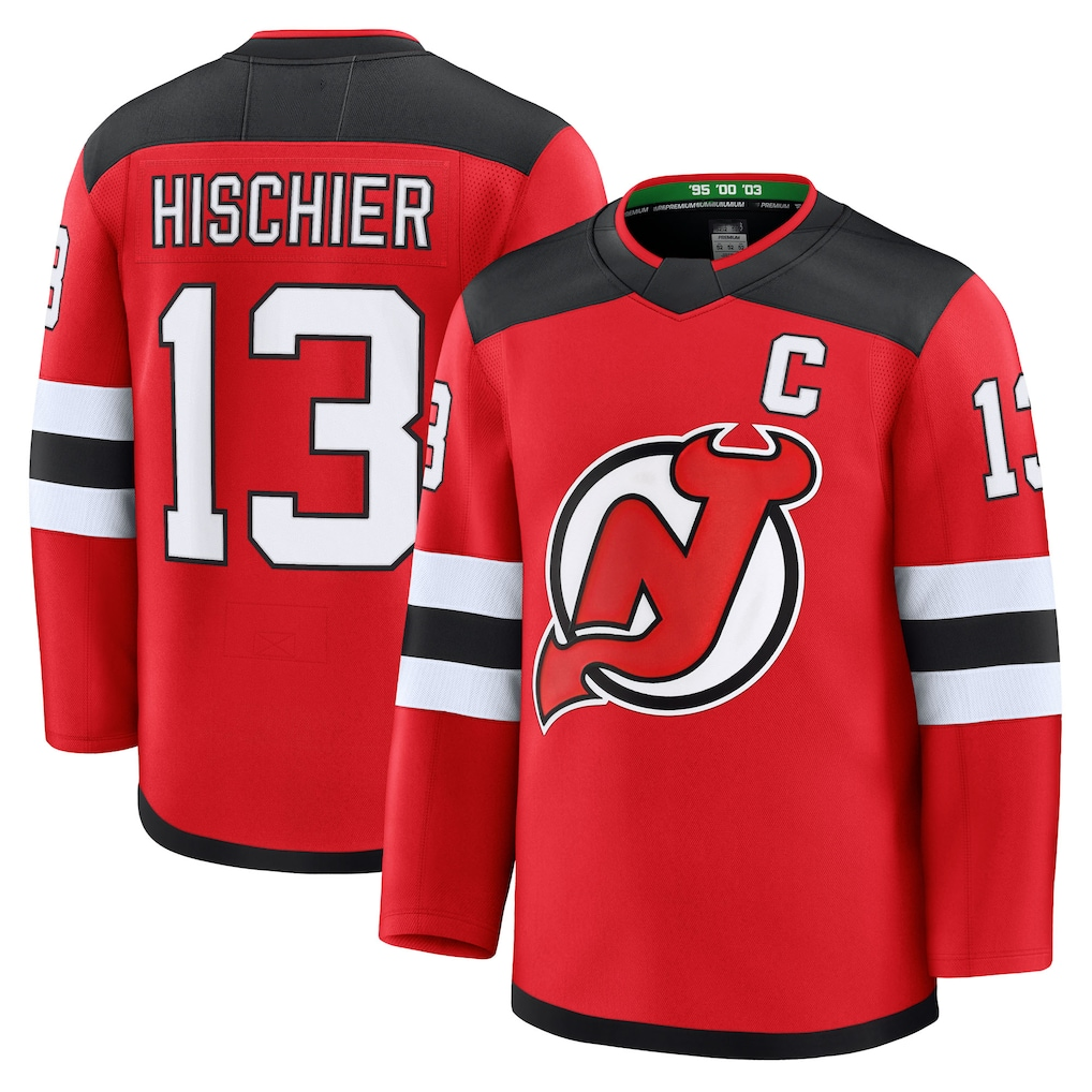 Jamed N.Jersey Devils #13 Nico Hischier Red Home Premium Jerseys