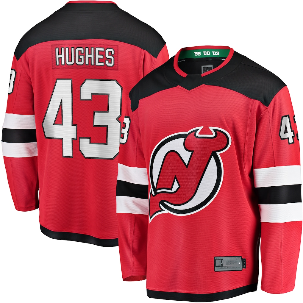Jamed N.Jersey Devils #43 Luke Hughes Red Home Breakaway Player Jerseys