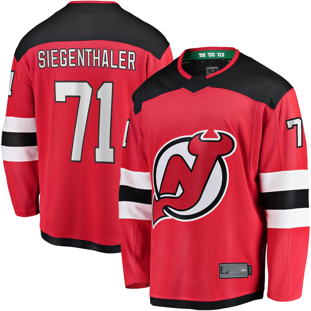 Jamed N.Jersey Devils #71 Jonas Siegenthaler Red Home Breakaway Player Jerseys
