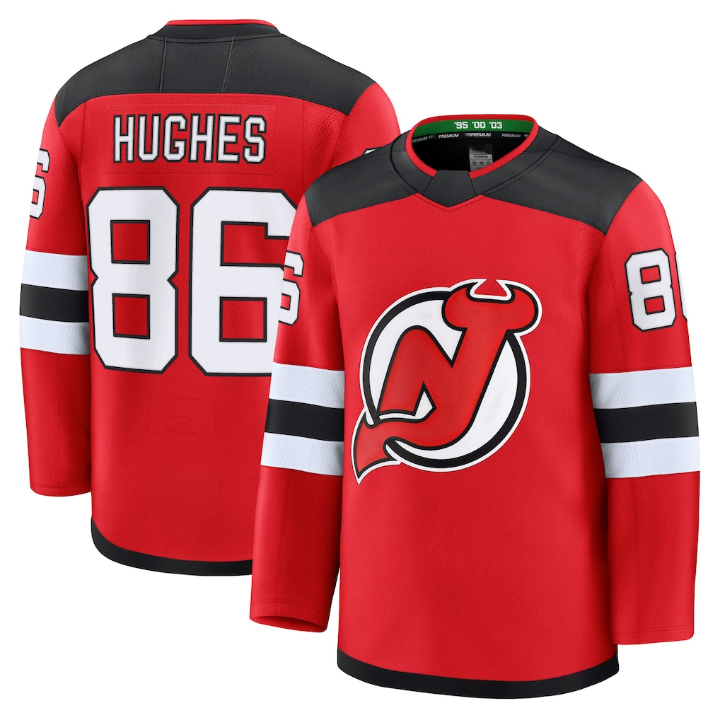 Jamed N.Jersey Devils #86 Jack Hughes Red Home Premium Jerseys