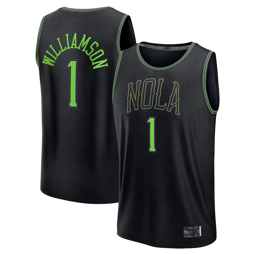Jamed NO.Pelicans #1 Zion Williamson Black 2025-2026 City Edition Fast Break Stitched Jerseys