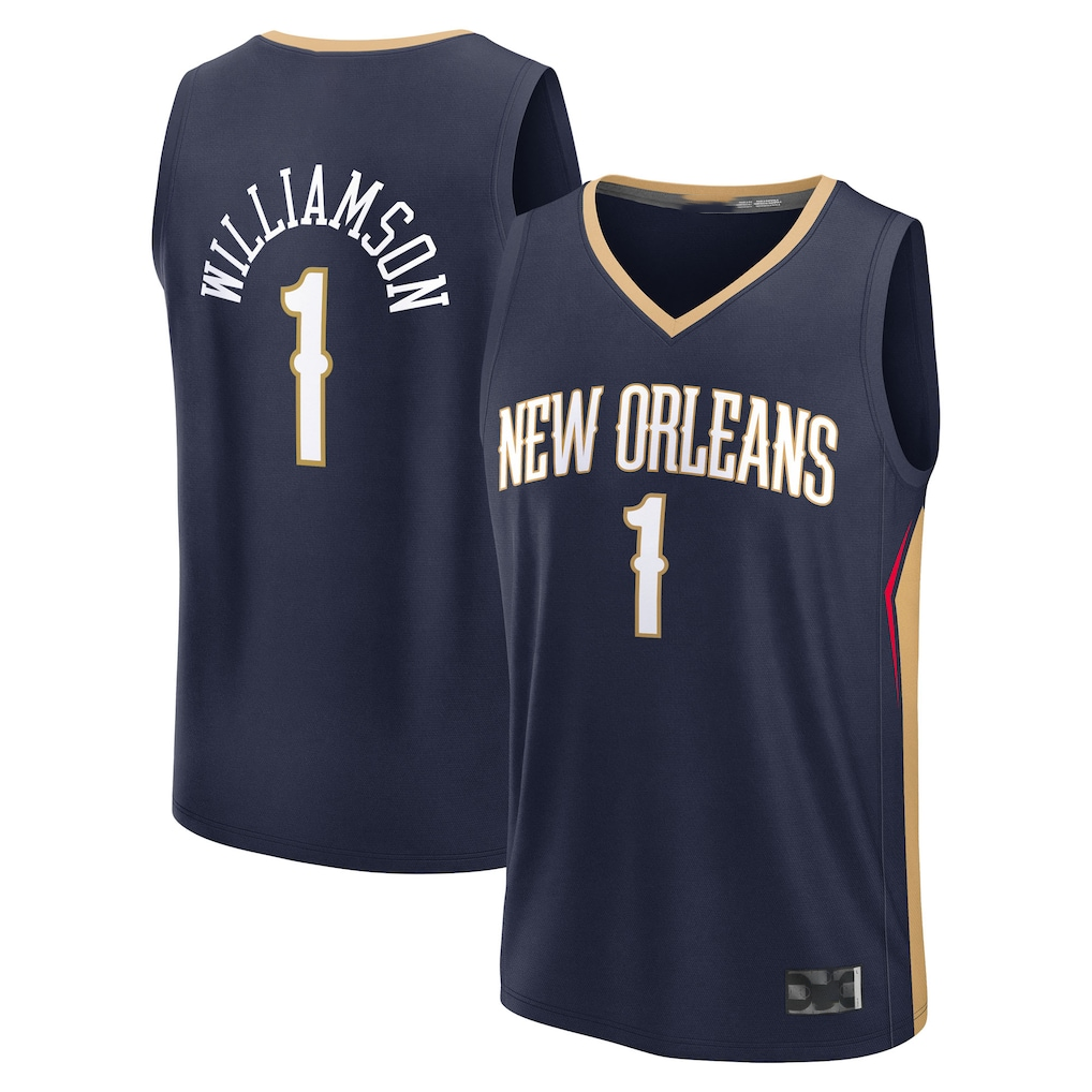 Jamed NO.Pelicans #1 Zion Williamson Navy Replica Fast Break Stitched Jerseys- Icon Edition