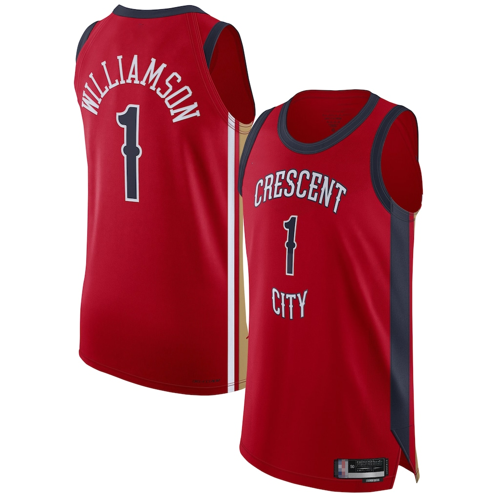 Jamed NO.Pelicans #1 Zion Williamson Red Authentic Stitched Jerseys- Statement Edition