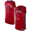 Jamed NO.Pelicans #1 Zion Williamson Red Authentic Stitched Jerseys- Statement Edition
