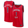 Jamed NO.Pelicans #1 Zion Williamson Red Fast Break Replica Player Stitched Jerseys- Statement Edition