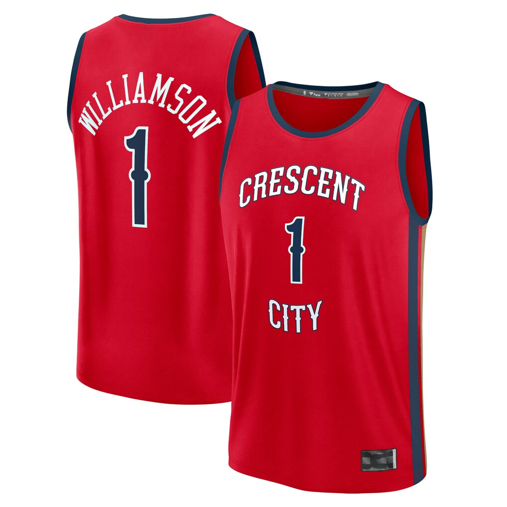 Jamed NO.Pelicans #1 Zion Williamson Red Fast Break Replica Player Stitched Jerseys- Statement Edition