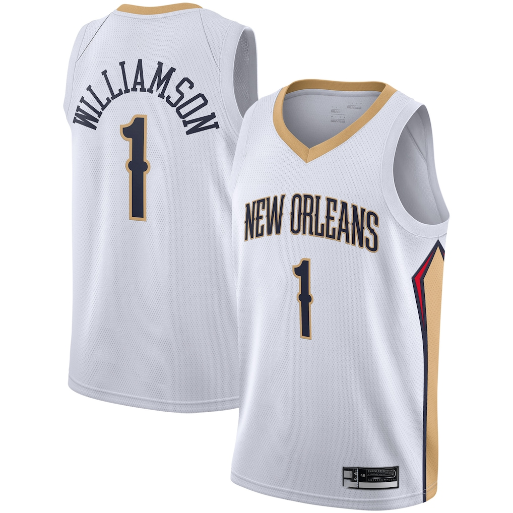 Jamed NO.Pelicans #1 Zion Williamson White 2019-2020 Swingman Stitched Jerseys- Association Edition