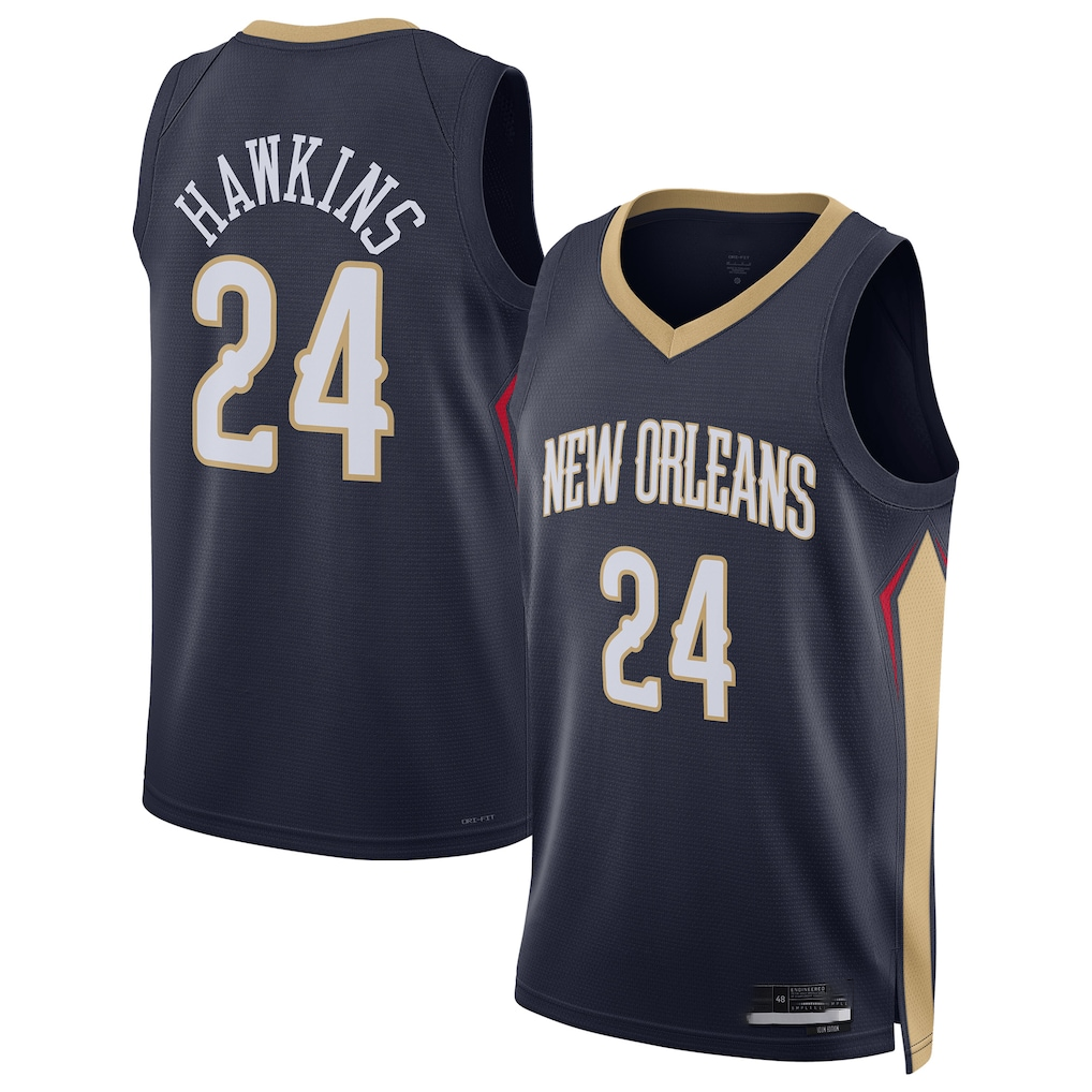 Jamed NO.Pelicans #24 Jordan Hawkins Navy Swingman Stitched Jerseys- Icon Edition