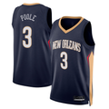 Jamed NO.Pelicans #3 Jordan Poole Navy Swingman Stitched Jerseys- Icon Edition