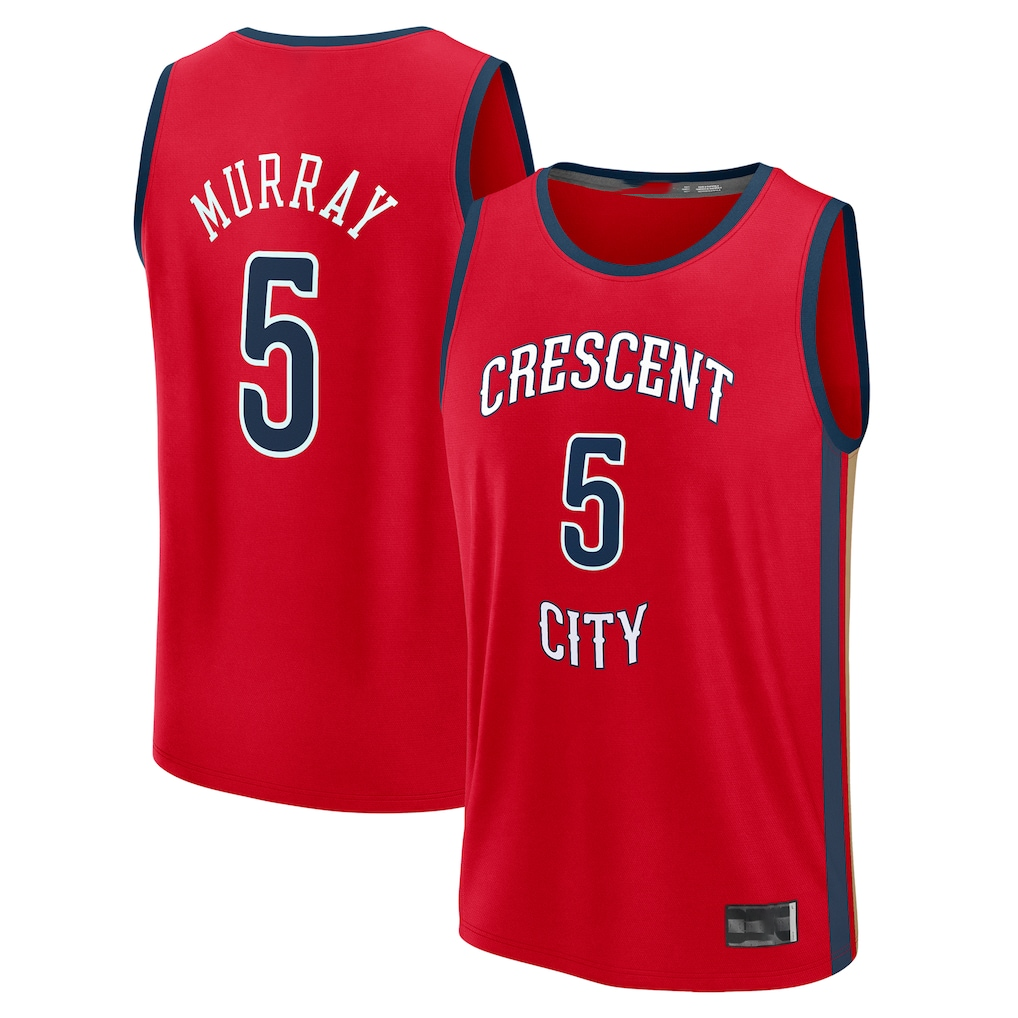 Jamed NO.Pelicans #5 Dejounte Murray Red Fast Break Replica Player Stitched Jerseys- Statement Edition