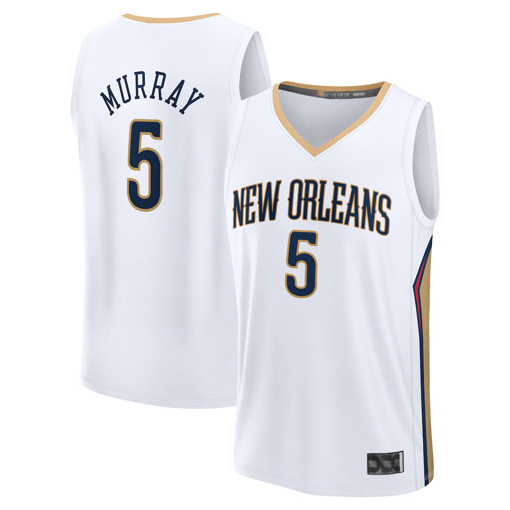 Jamed NO.Pelicans #5 Dejounte Murray White Fast Break Replica Player Stitched Jerseys- Association Edition