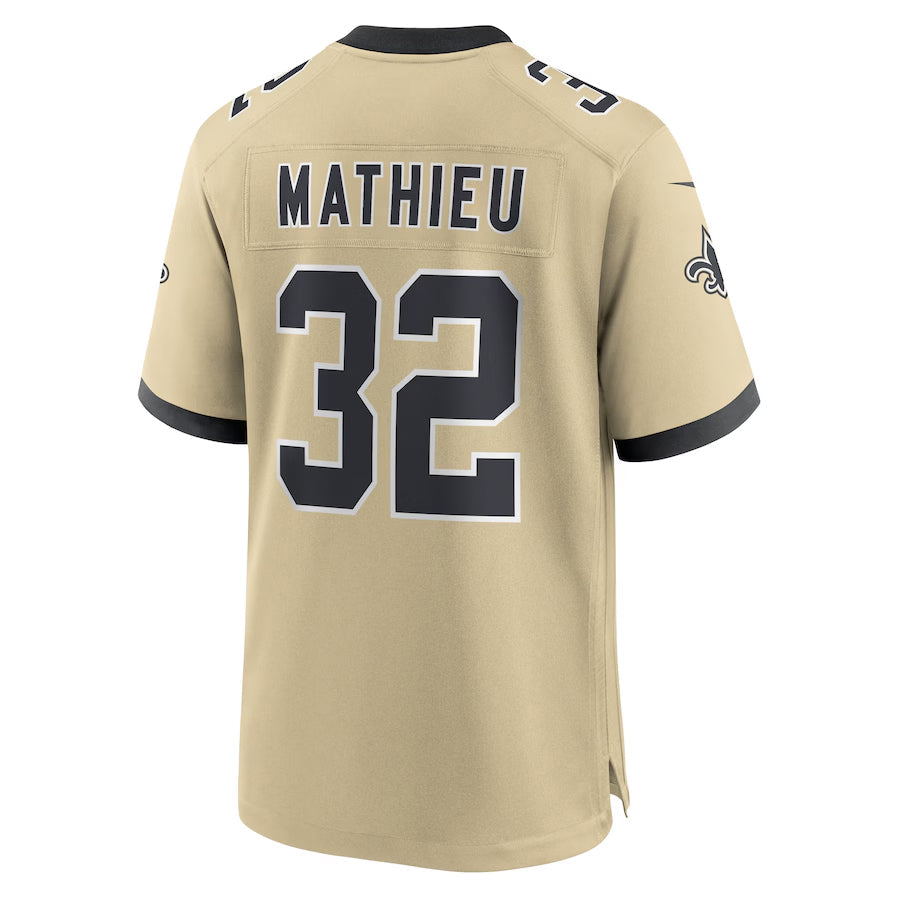 Jamed NO.Saints #32 Tyrann Mathieu Player Gold Alternate Game Stitched Jerseys