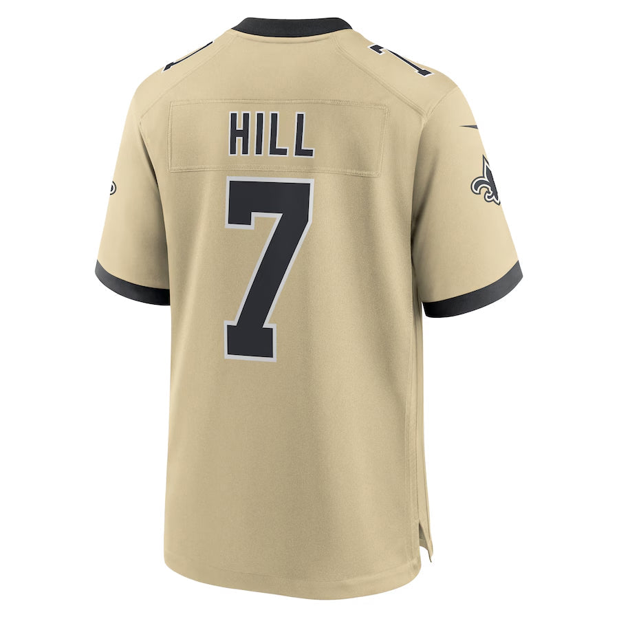 Jamed NO.Saints #7 Taysom Hill Player Gold Alternate Game Stitched Jerseys