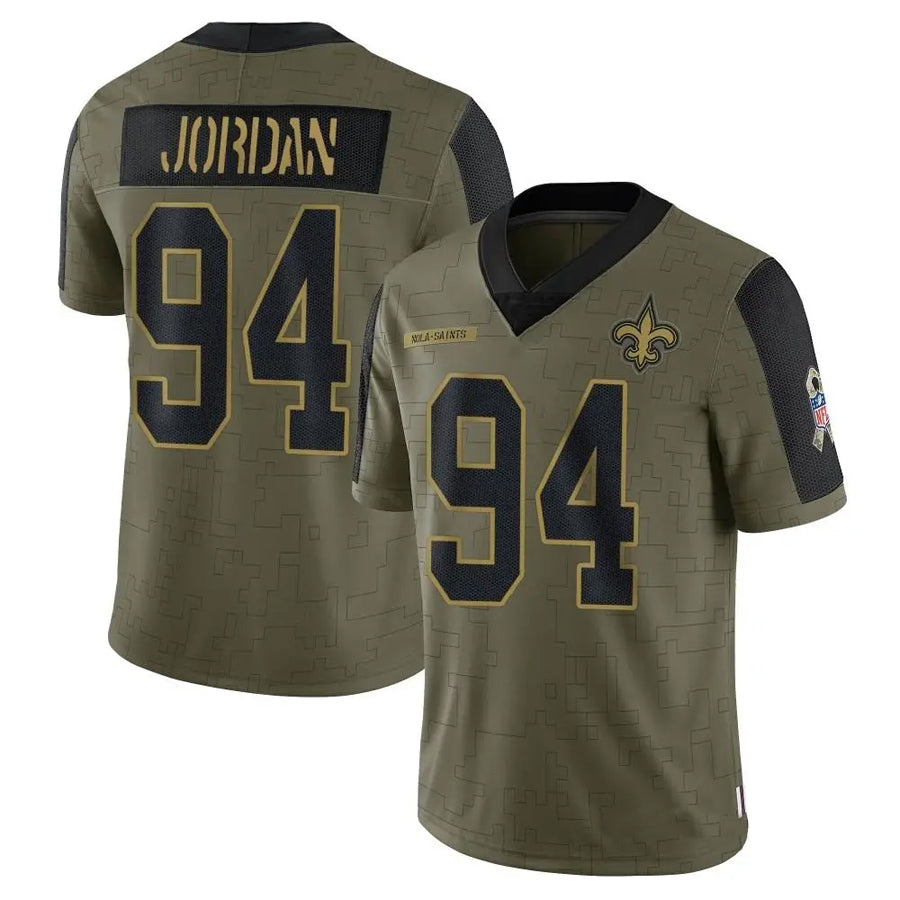 Jamed NO.Saints #94 Cameron Jordan Player Salute To Service Olive Stitched Jerseys
