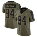 Jamed NO.Saints #94 Cameron Jordan Player Salute To Service Olive Stitched Jerseys