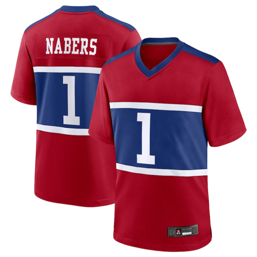 Jamed NY.Giants Century #1 Malik Nabers Player Red Alternate Game Stitched Jerseys