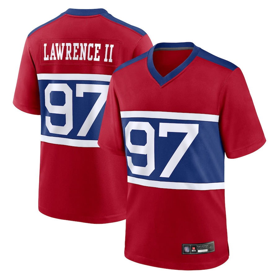 Jamed NY.Giants Secondary Throwback Alternate Jerseys - Red - #97 Dexter Lawrence II Player