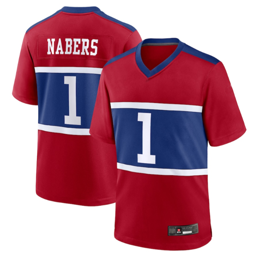 Jamed NY.Giants #1 Malik Nabers Century Red Alternate Game Stitched Jerseys