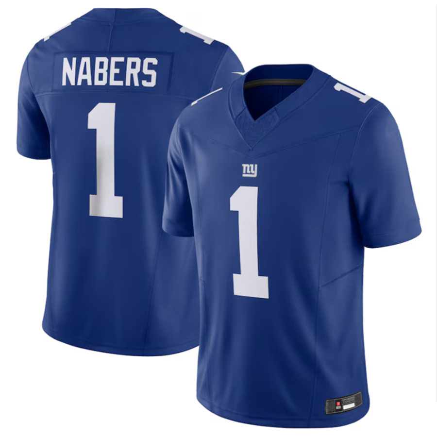 Jamed NY.Giants #1 Malik Nabers Royal Vapor F.U.S.E. Limited American Stitched Stitched Jersey