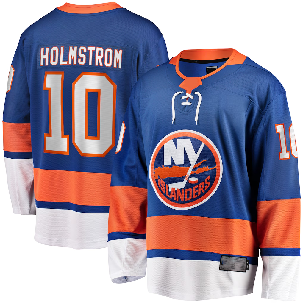 Jamed NY.Islanders #10 Simon Holmstrom Blue Home Premier Breakaway Player Jerseys