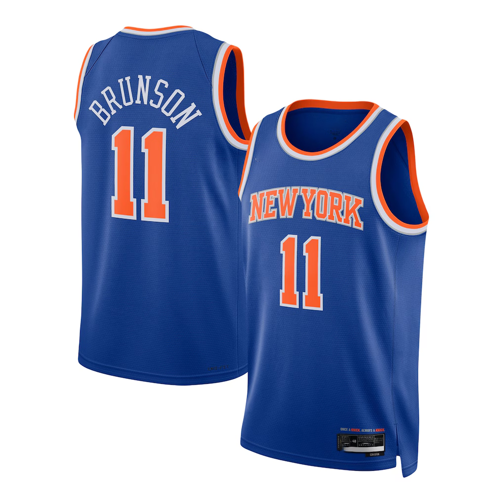 Jamed NY.Knicks #11 Jalen Brunson Blue Swingman Jerseys - Icon Edition